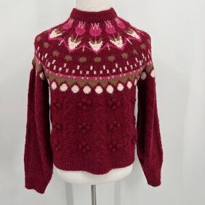 Scotch & Soda Amsterdam Women’s M Medium Pink Red Floral Alpaca Wool Sweater
